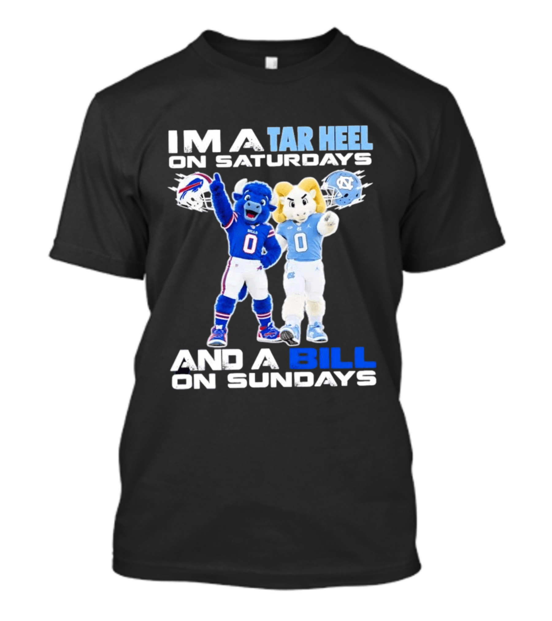Buffalo Bills UNC Tar Heel Saturdays And Bills Sundays Football Mascots T-Shirt