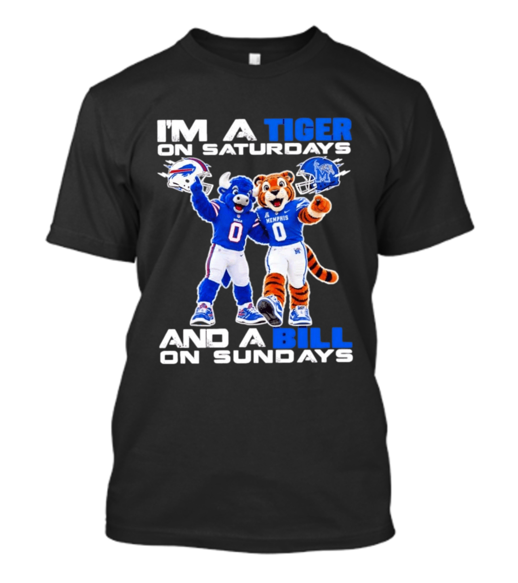 Memphis Tigers And Buffalo Bills Football Mascots Weekend Fan Pride T-Shirt