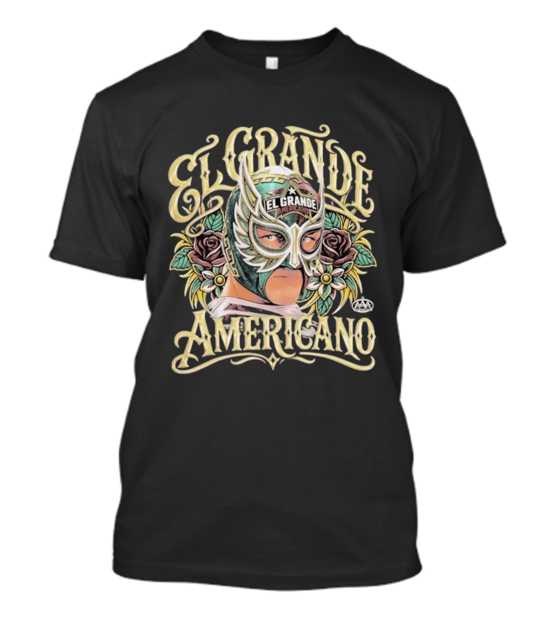 El Grande Americano Lucha Libre AAA Masked Wrestler Roses T-Shirt