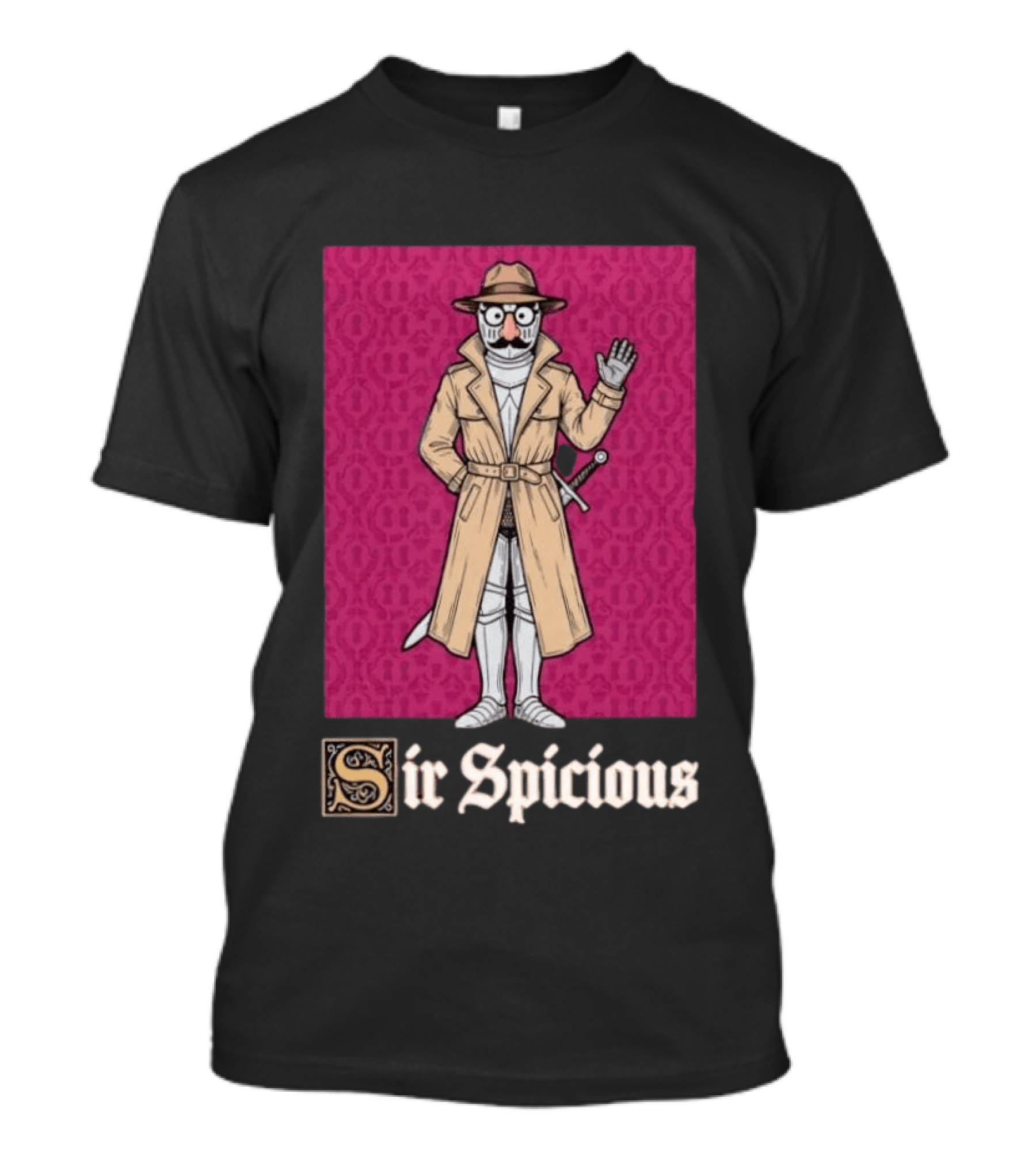 Sir Spicious Knight Trench Coat Disguise T-Shirt