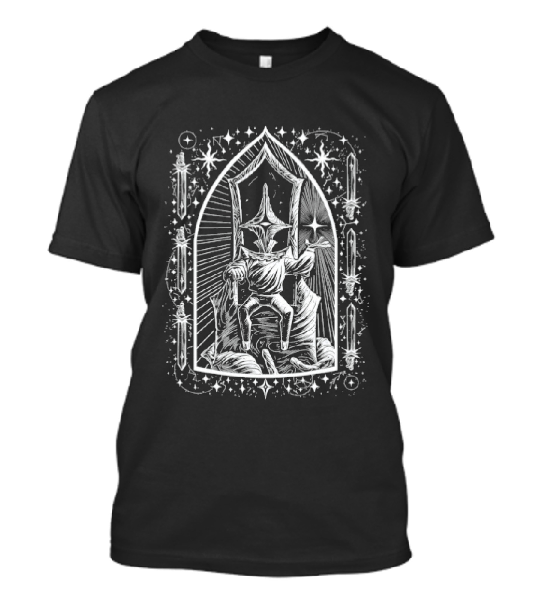 Slay The Spire 2 His Majesty Knight Throne Mystical Artistry Starburst Swords T-Shirt
