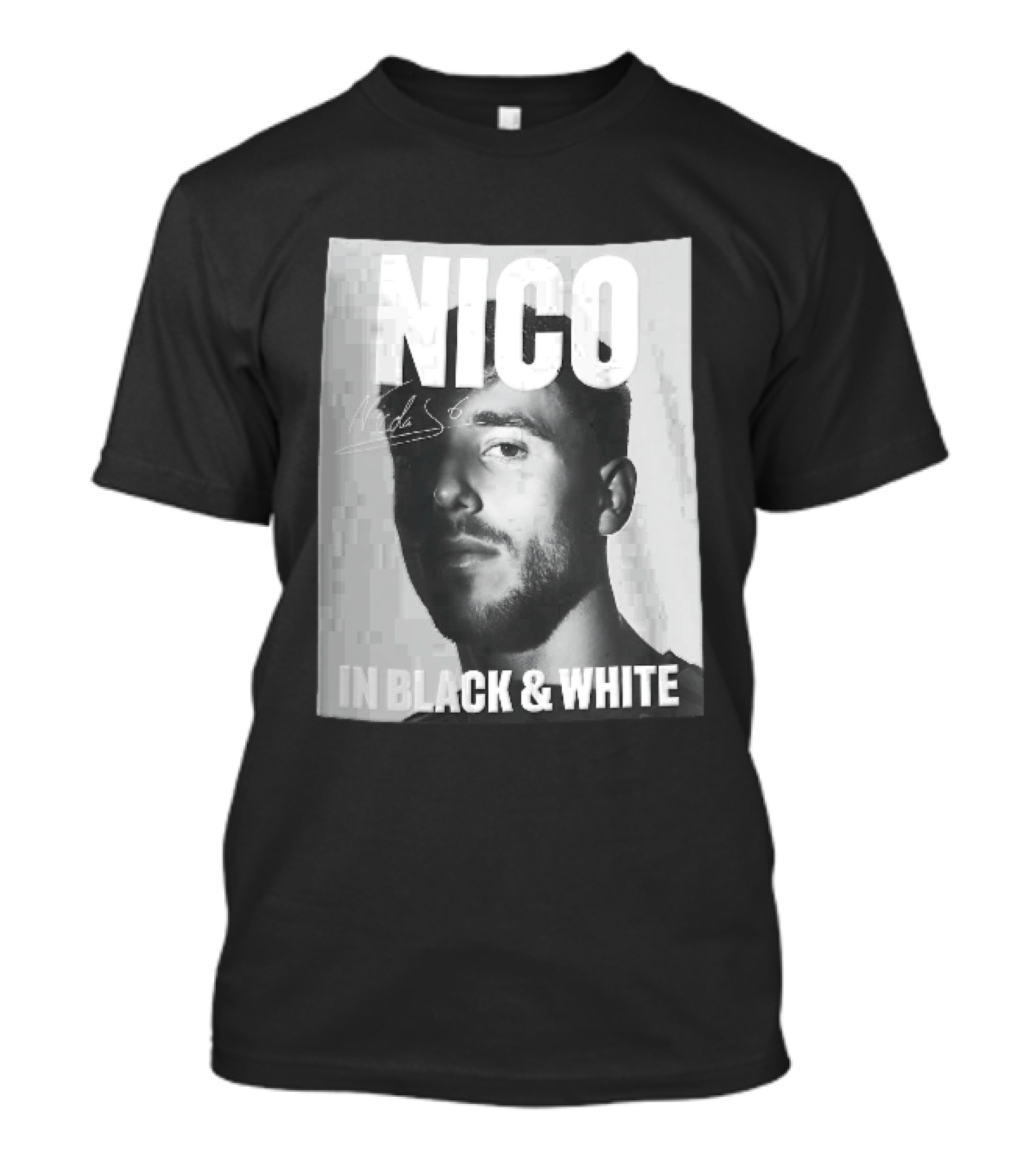 Nico Nicolas Close Up Male Shadow In Black And White T-Shirt