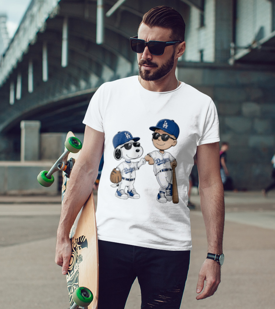 Los Angeles Dodgers Snoopy And Kid Baseball Team Spirit T-Shirt