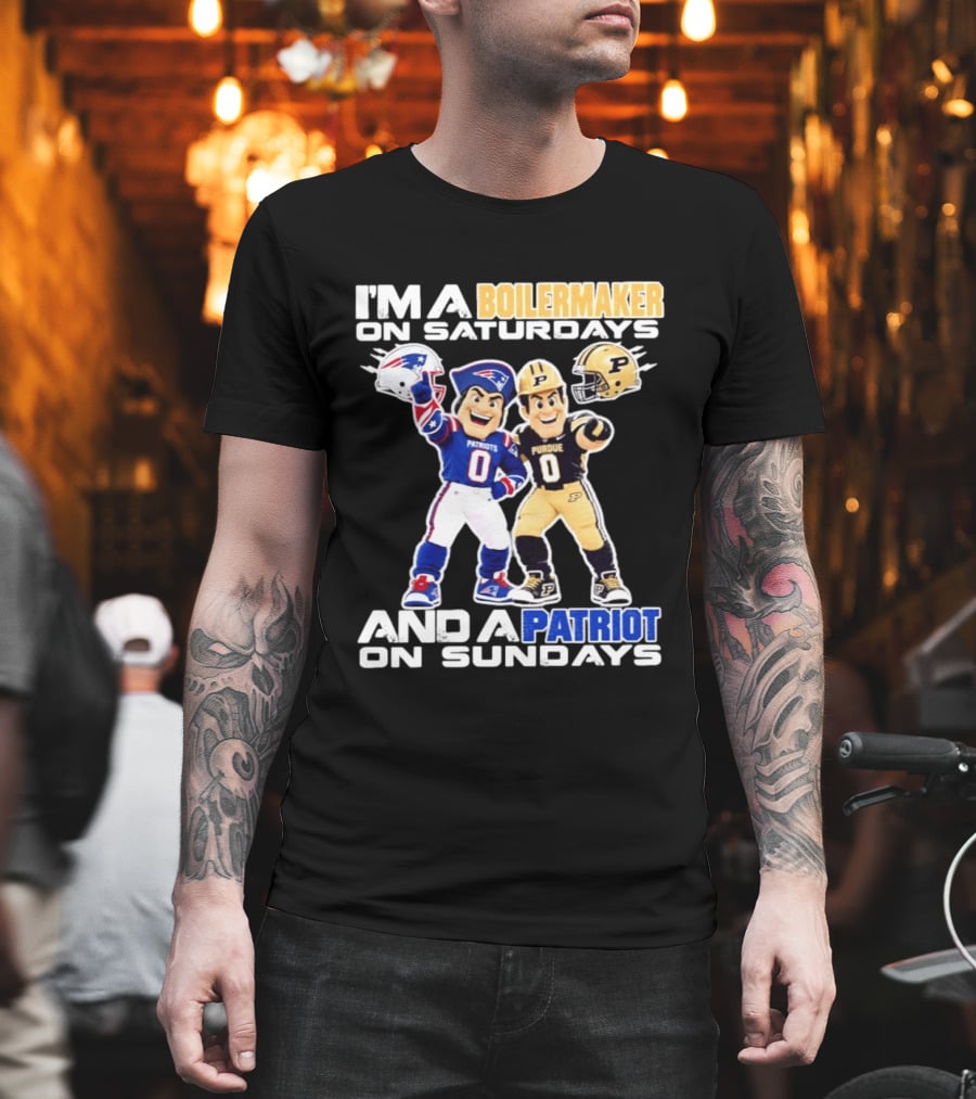 I'm A Boilermaker On Saturdays And A Patriots Fan On Sundays Purdue Patriots Football Mascots T-Shirt