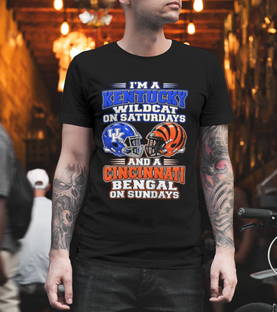 I'm A Kentucky Wildcat On Saturdays And A Cincinnati Bengal On Sundays Helmet T-Shirt