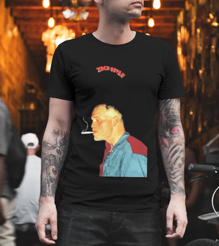 Zach Bryan Smoking Vintage Denim T-Shirt