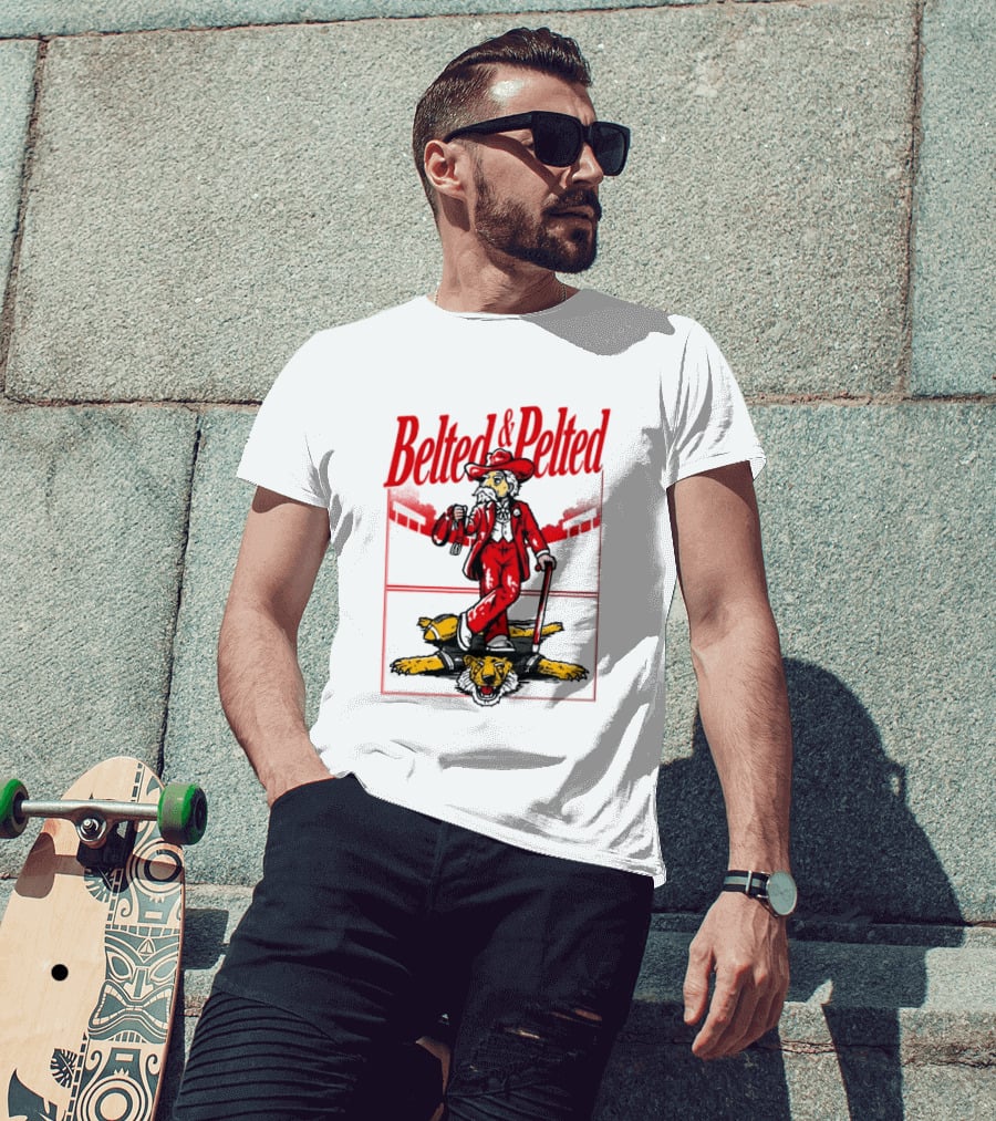 Ole Miss Rebels Belted And Pelted Mascot Stomping Missouri Tigers T-Shirt