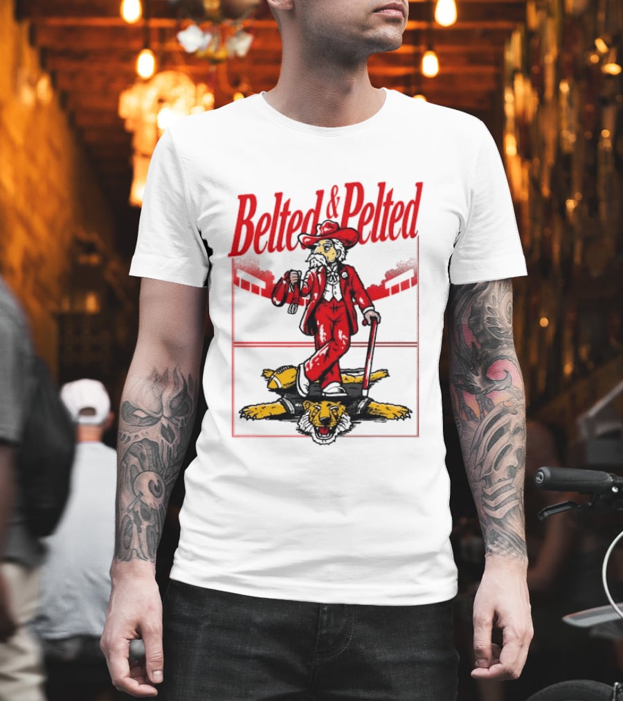 Ole Miss Rebels Belted And Pelted Mascot Stomping Missouri Tigers T-Shirt