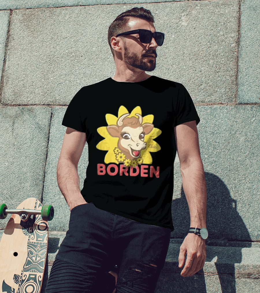 Borden Dairy Elsie The Cow With Sunflower T-Shirt