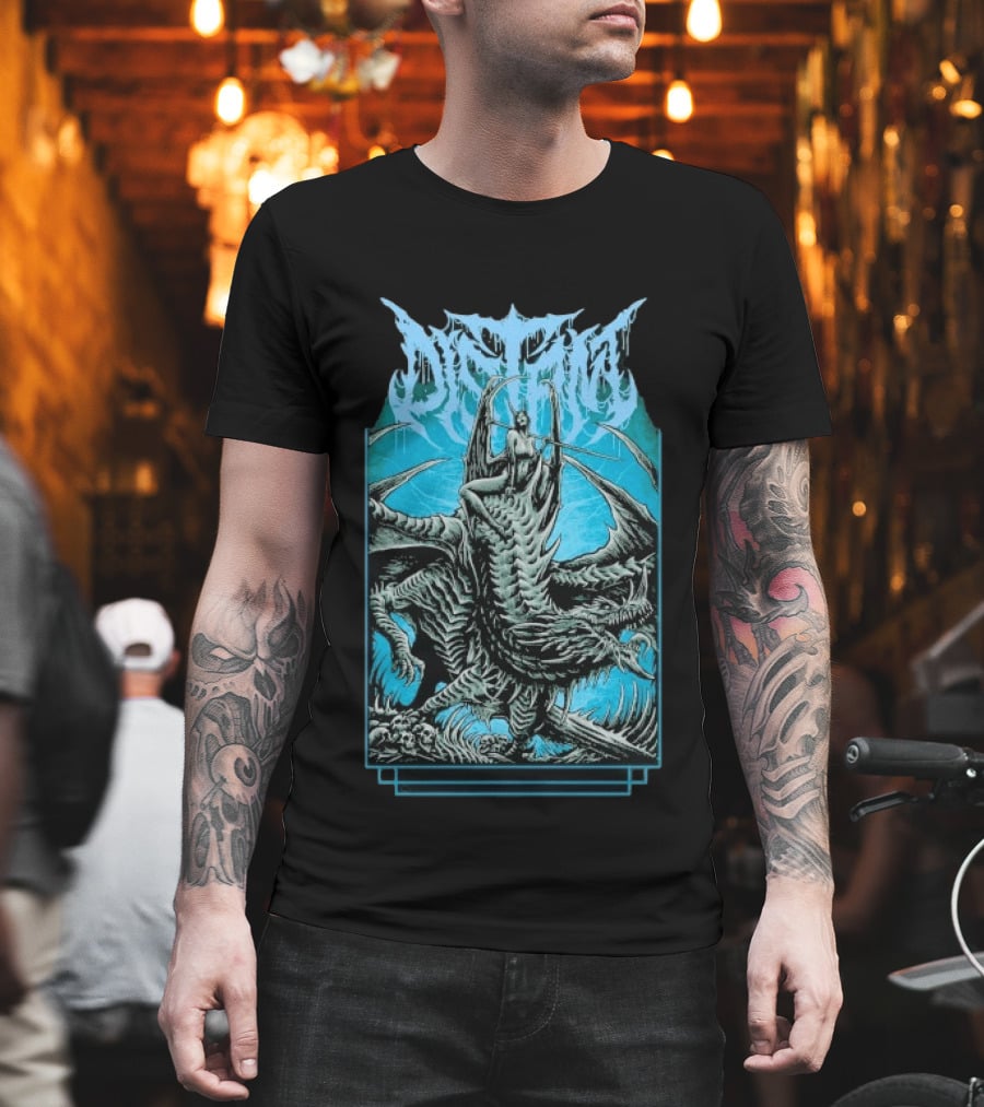 Distant Dragon Fantasy Horror Blue Gothic Creature T-Shirt