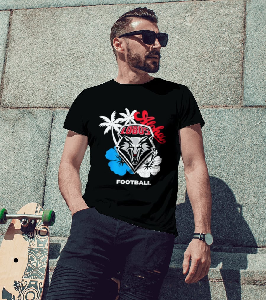 Lobos Football Aloha Spirit With Palms And Hibiscus T-Shirt
