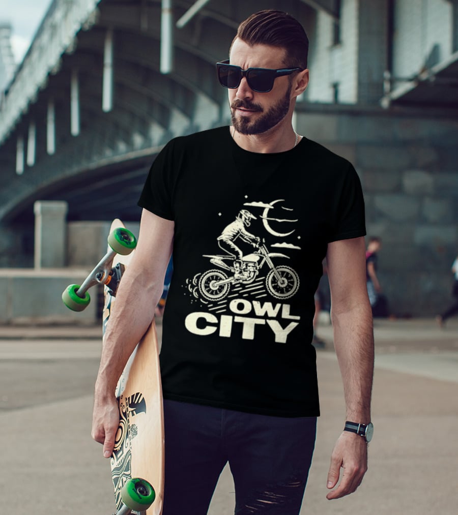 Owl City Motorcycle Rider Moon Adventure T-Shirt