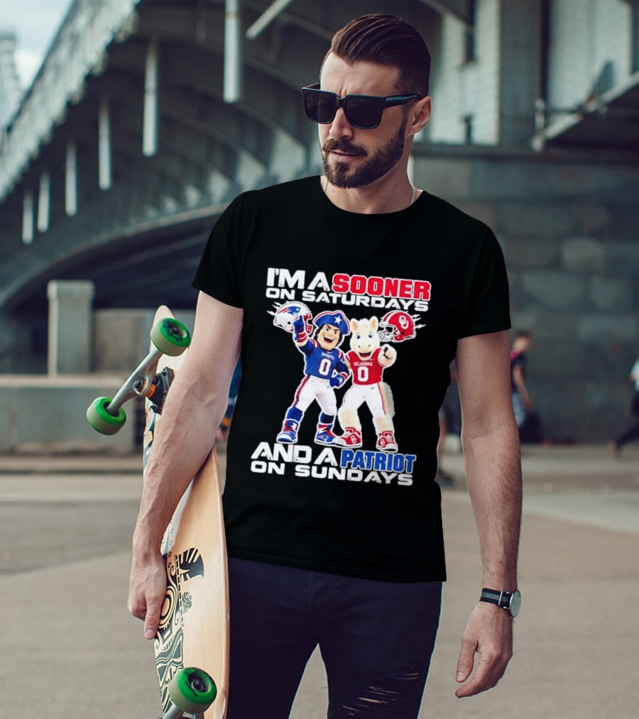 I'm A Sooner On Saturdays And A Patriot On Sundays Oklahoma Patriots Football Mascots T-Shirt