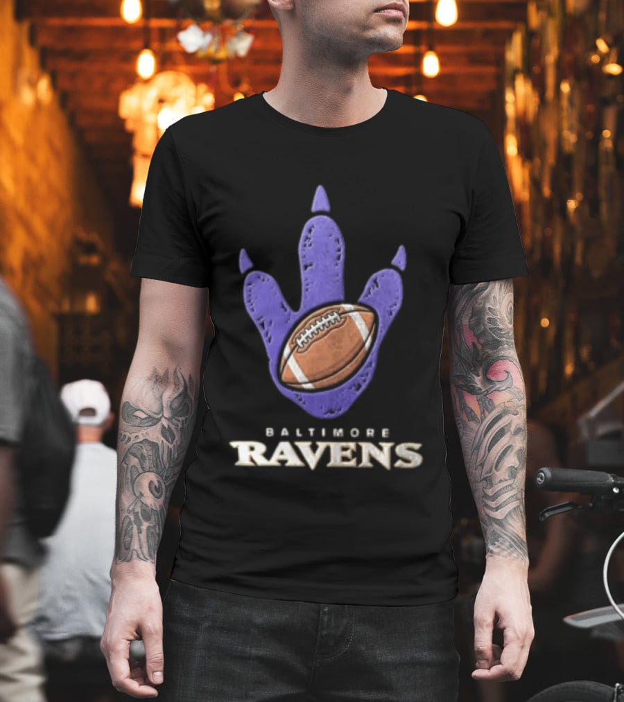 Baltimore Ravens Dinosaur Football Footprint NFL Fan Gear T-Shirt