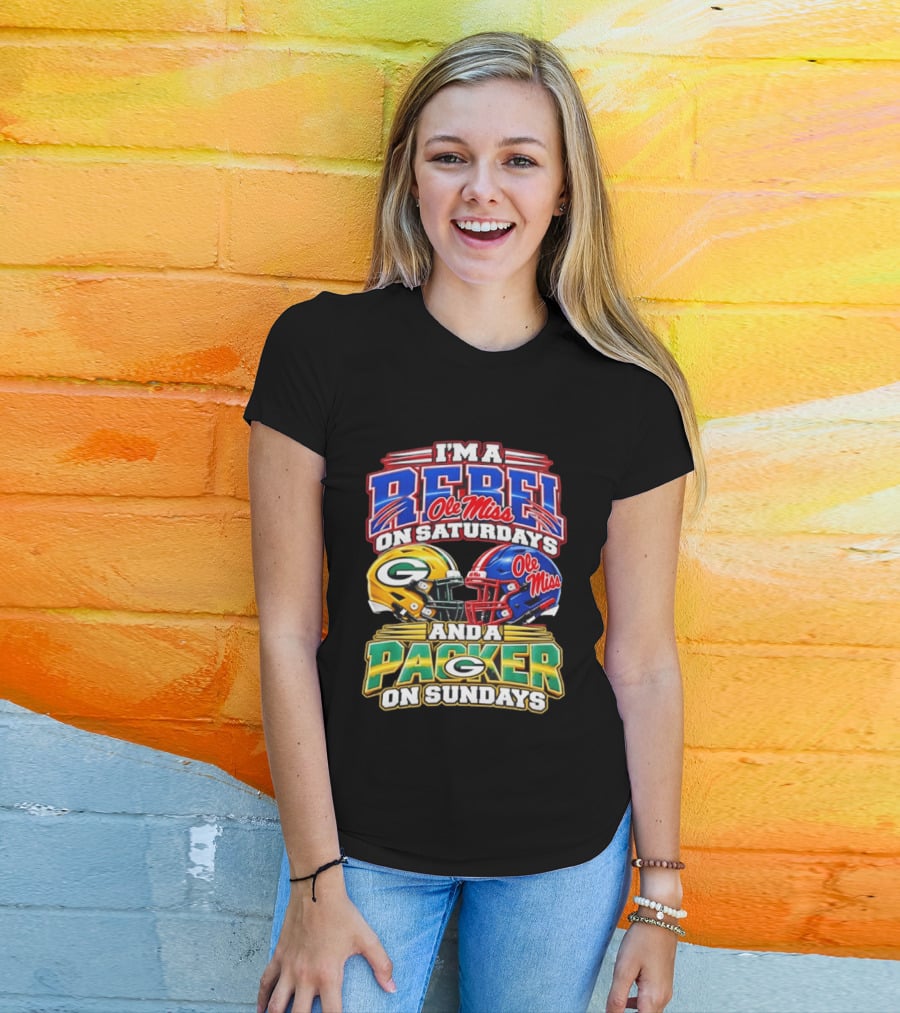 I'm A Rebel Ole Miss On Saturdays And A Packer On Sundays T-Shirt