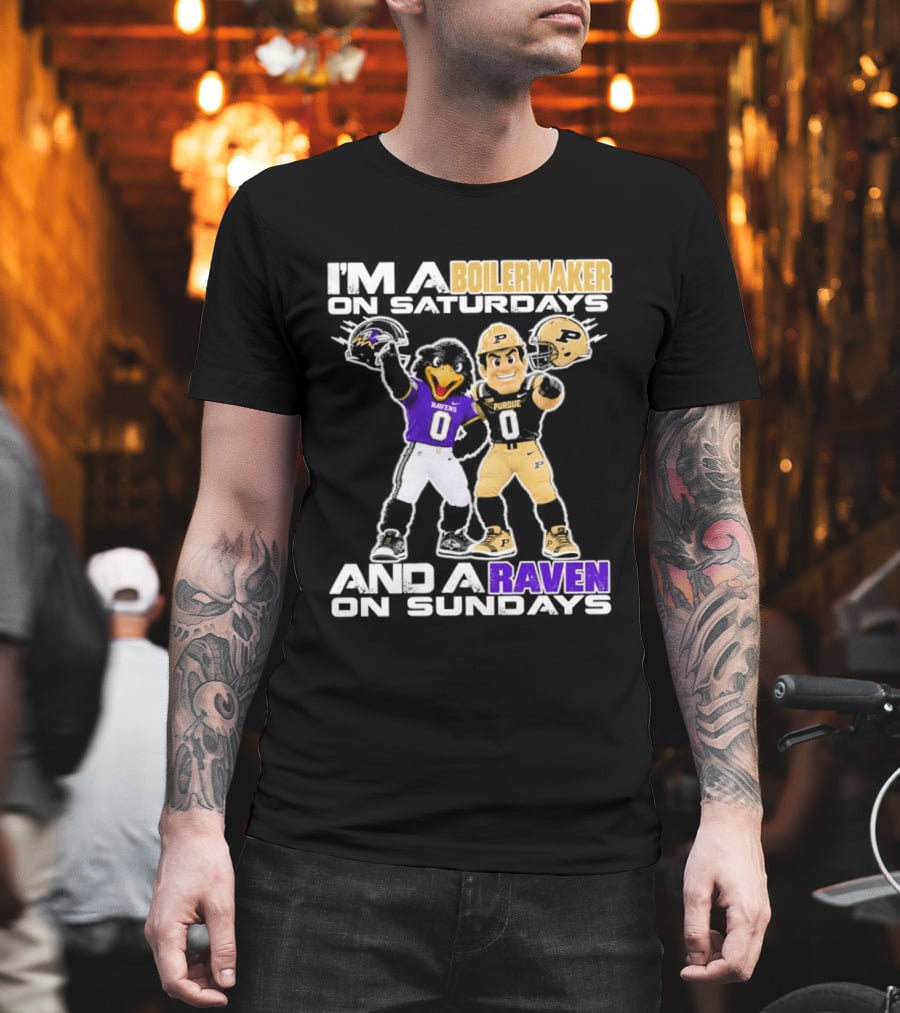 I'm A Boilermaker On Saturdays And A Raven On Sundays Purdue Ravens Football Mascots T-Shirt
