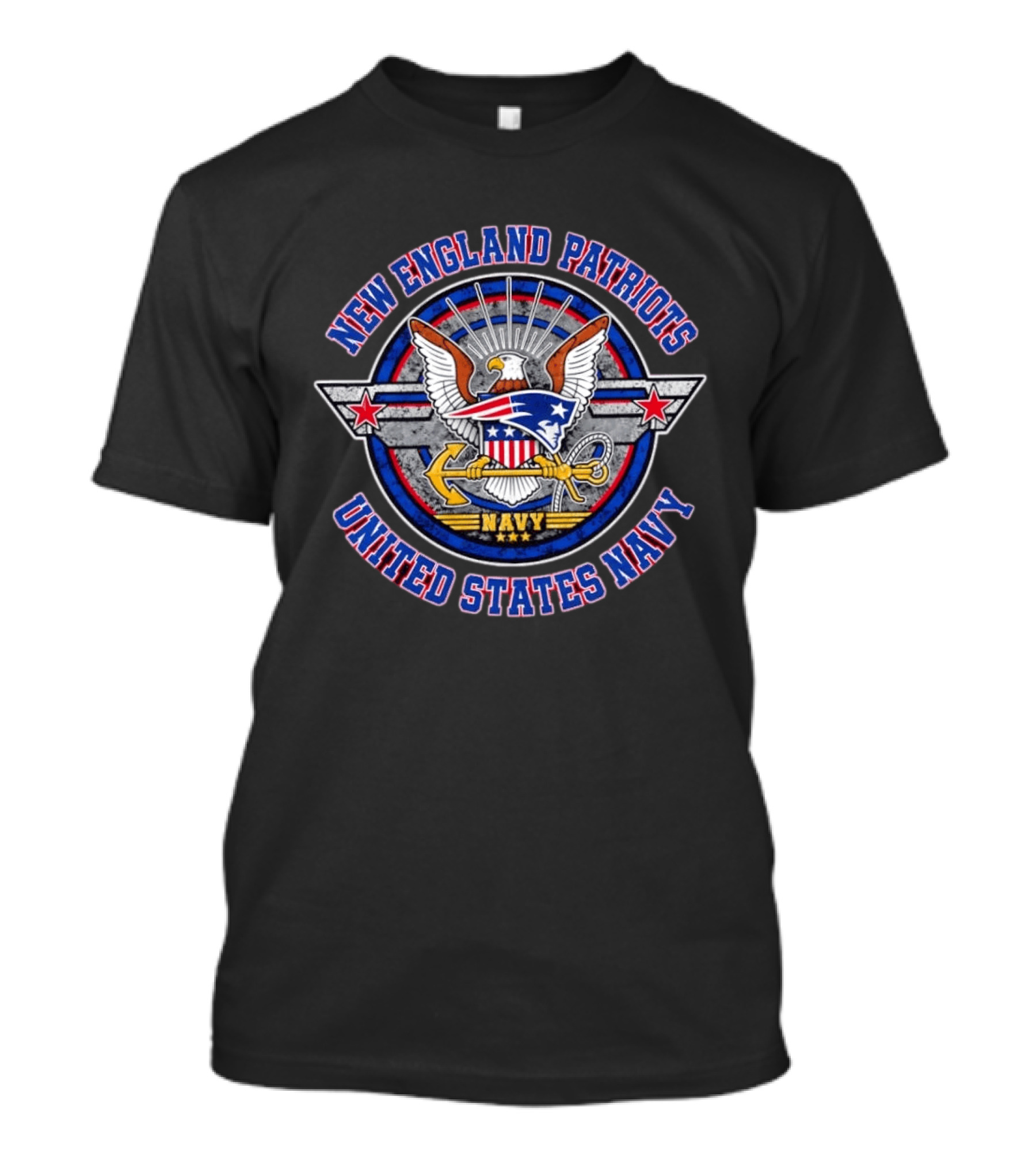 New England Patriots United States Navy Vintage Style Emblem With Eagle And Anchor T-Shirt