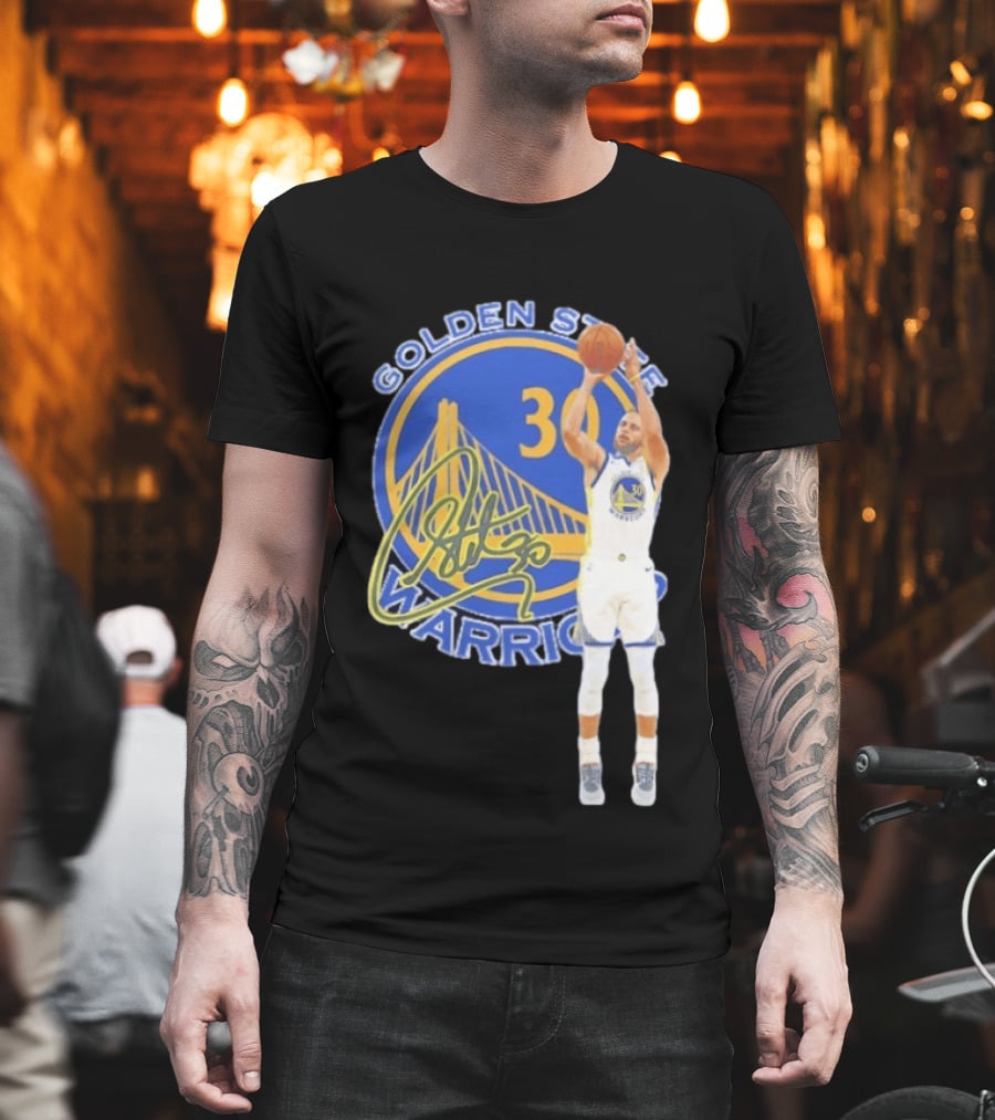 Golden State Warriors Steph Curry 30 Basketball Signature T-Shirt