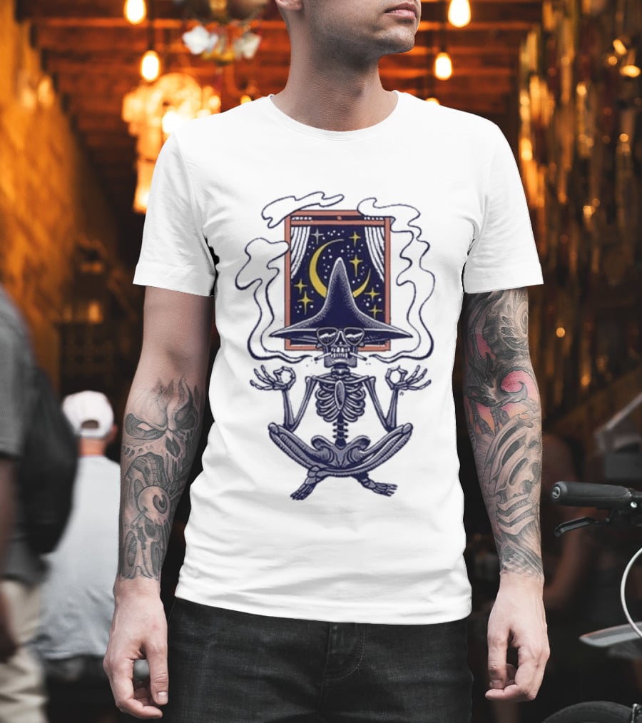 Sturgill Simpson Johnny Blue Skies Namaste Tour 2025 Skeleton Meditation Moon And Stars T-Shirt