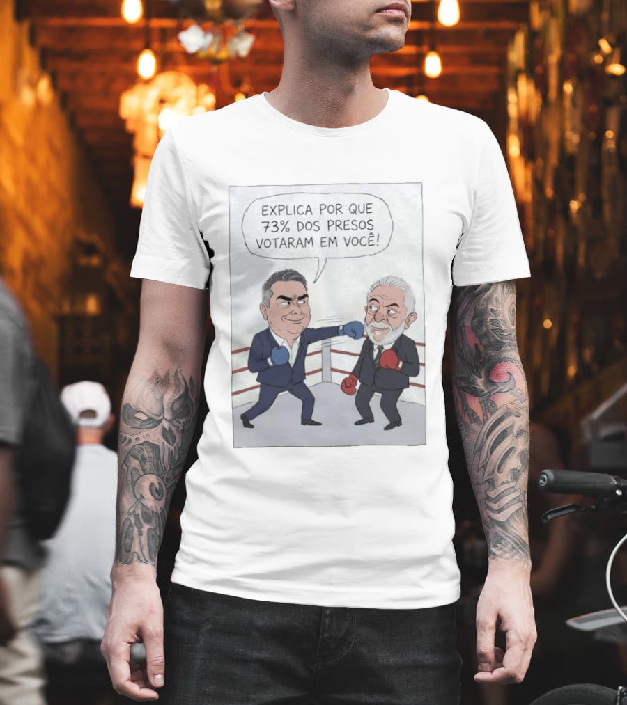 Jair Bolsonaro Lula Boxing Cartoon Explica Por Que 73% Dos Presos Votaram Em Você T-Shirt