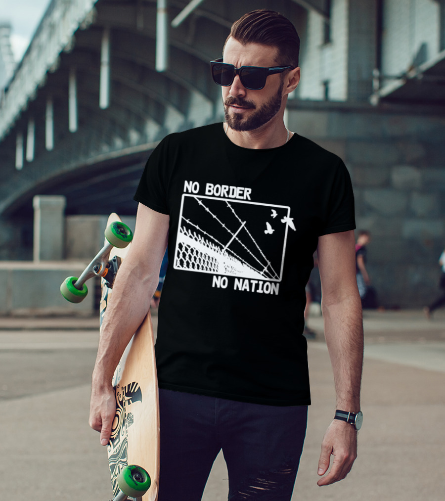 No Border No Nation Barbed Wire Birds Freedom T-Shirt