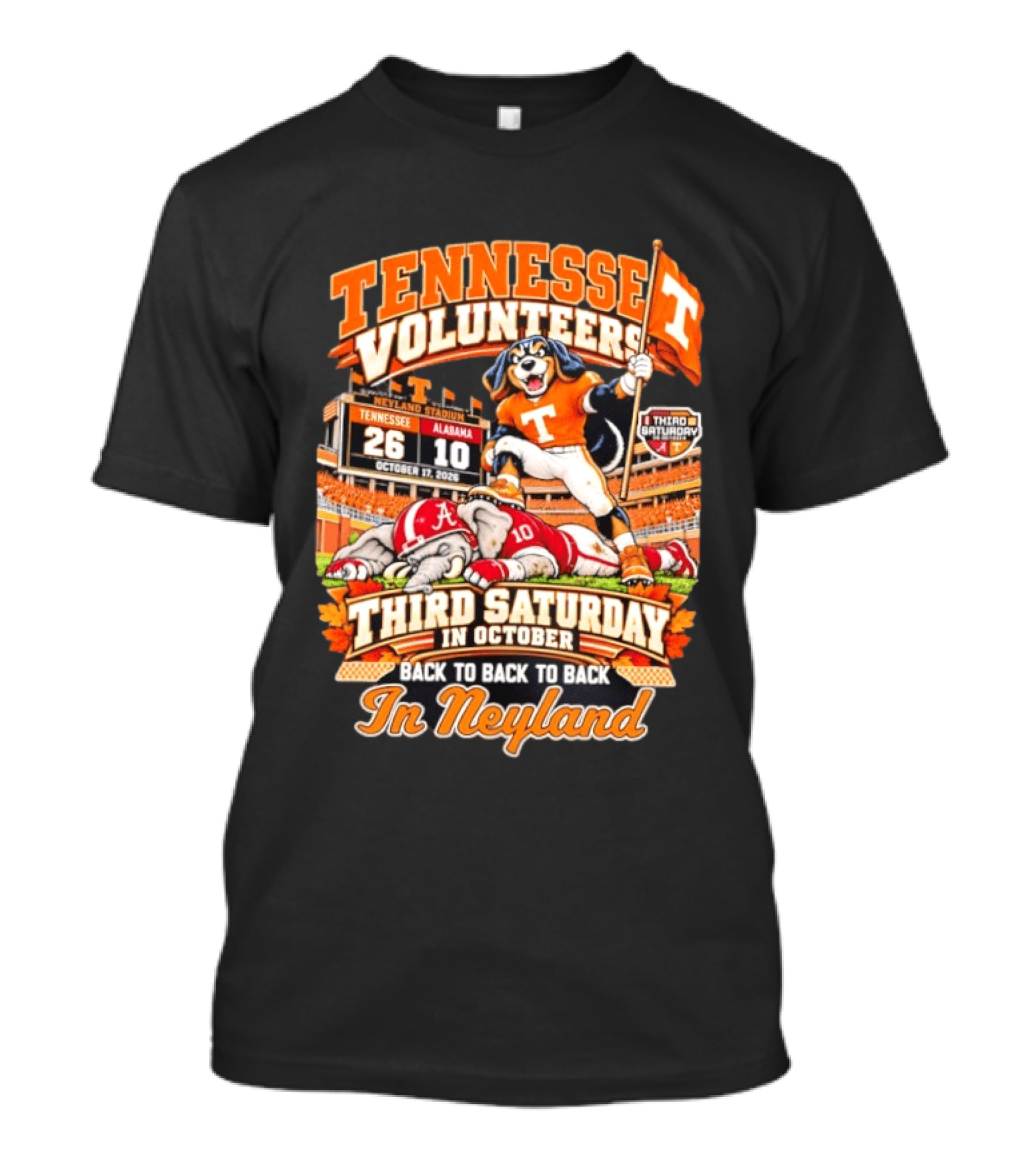 Tennessee Volunteers Vs Alabama Crimson Tide Neyland Stadium Third Saturday In October Back To Back To Back T-Shirt