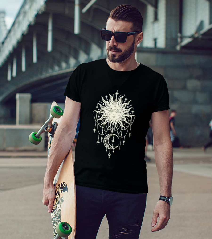 Sun And Moon Celestial Mandala Boho Aesthetic T-Shirt