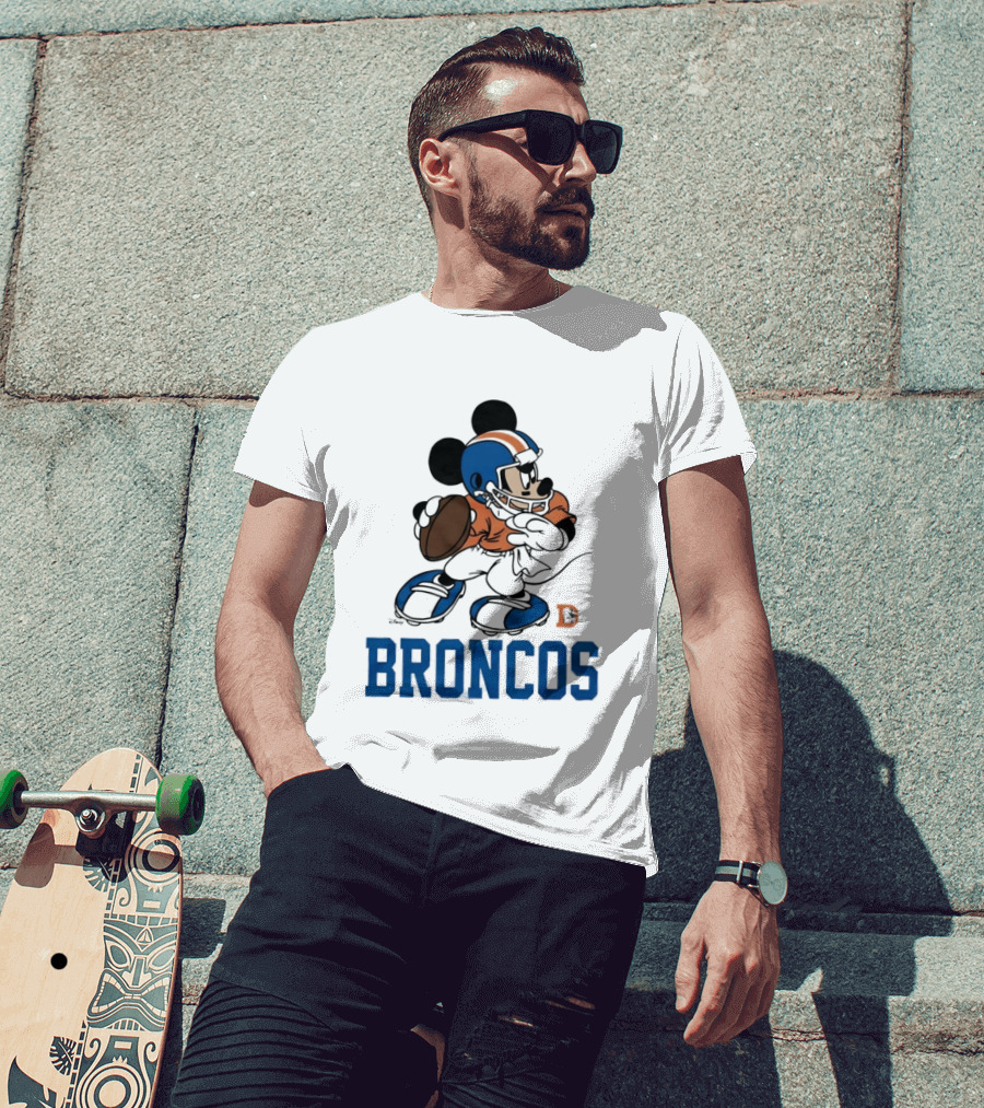 Mickey Mouse Denver Broncos Quarterback Broncos D Football T-Shirt