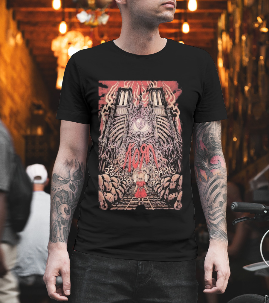 Korn Notre Dame Cathedral Paris October 23 2026 Concert Tour T-Shirt