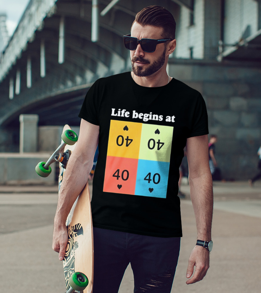 Life Begins At 40 Colorful Spade Cards T-Shirt