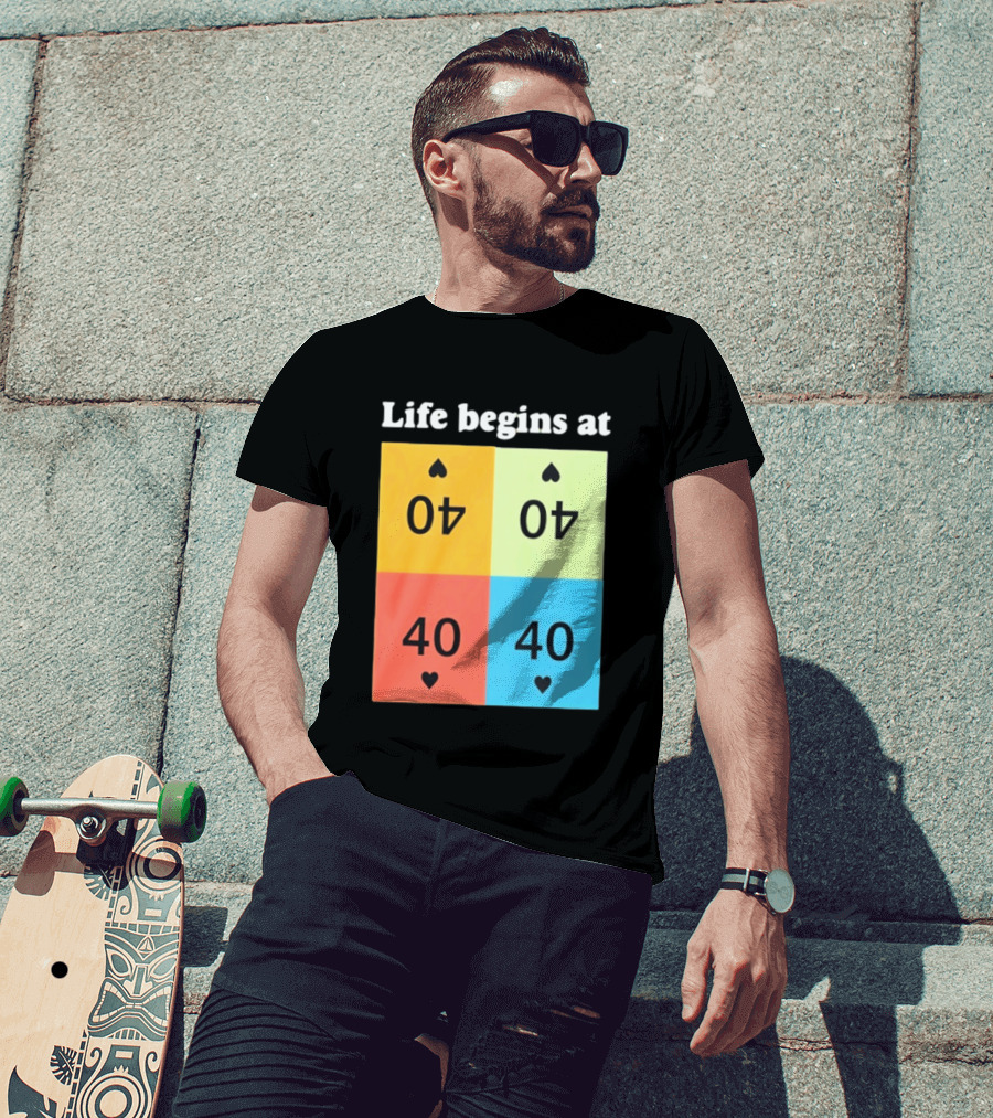Life Begins At 40 Colorful Spade Cards T-Shirt