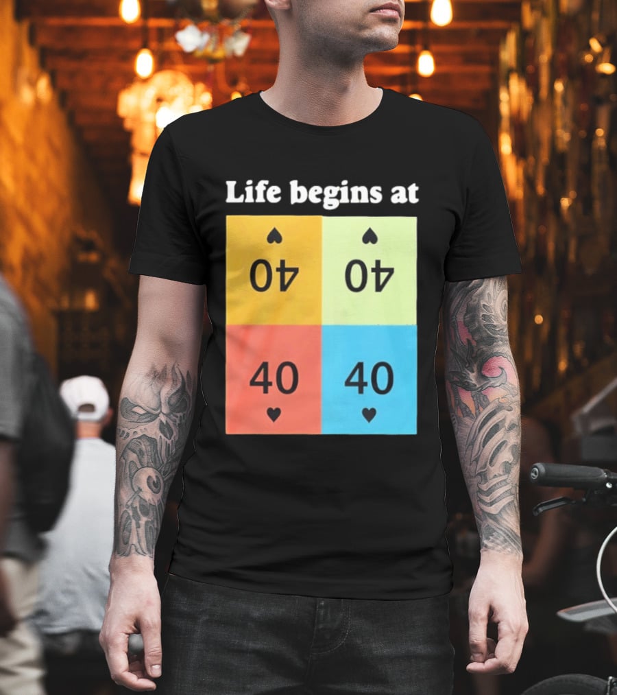 Life Begins At 40 Colorful Spade Cards T-Shirt