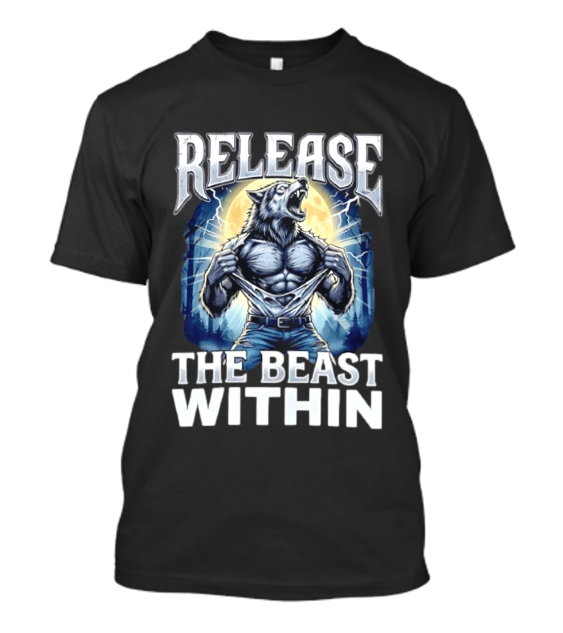 Release The Beast Within Wolf Ripping Transformation T-Shirt