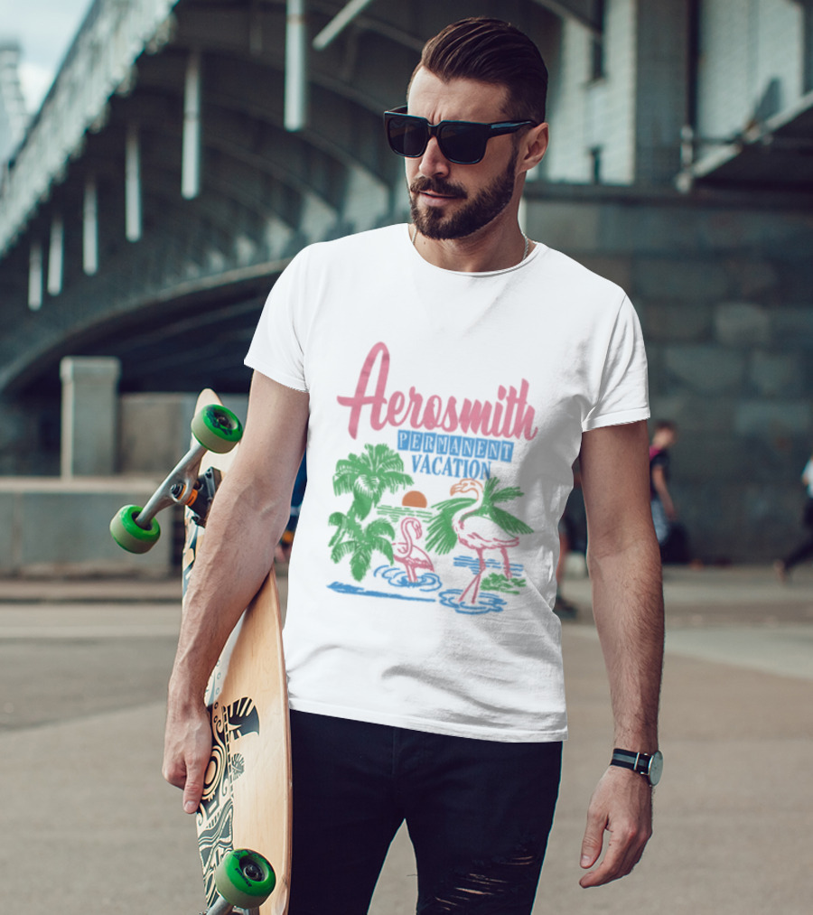 Aerosmith Permanent Vacation Flamingo Tropical Paradise T-Shirt