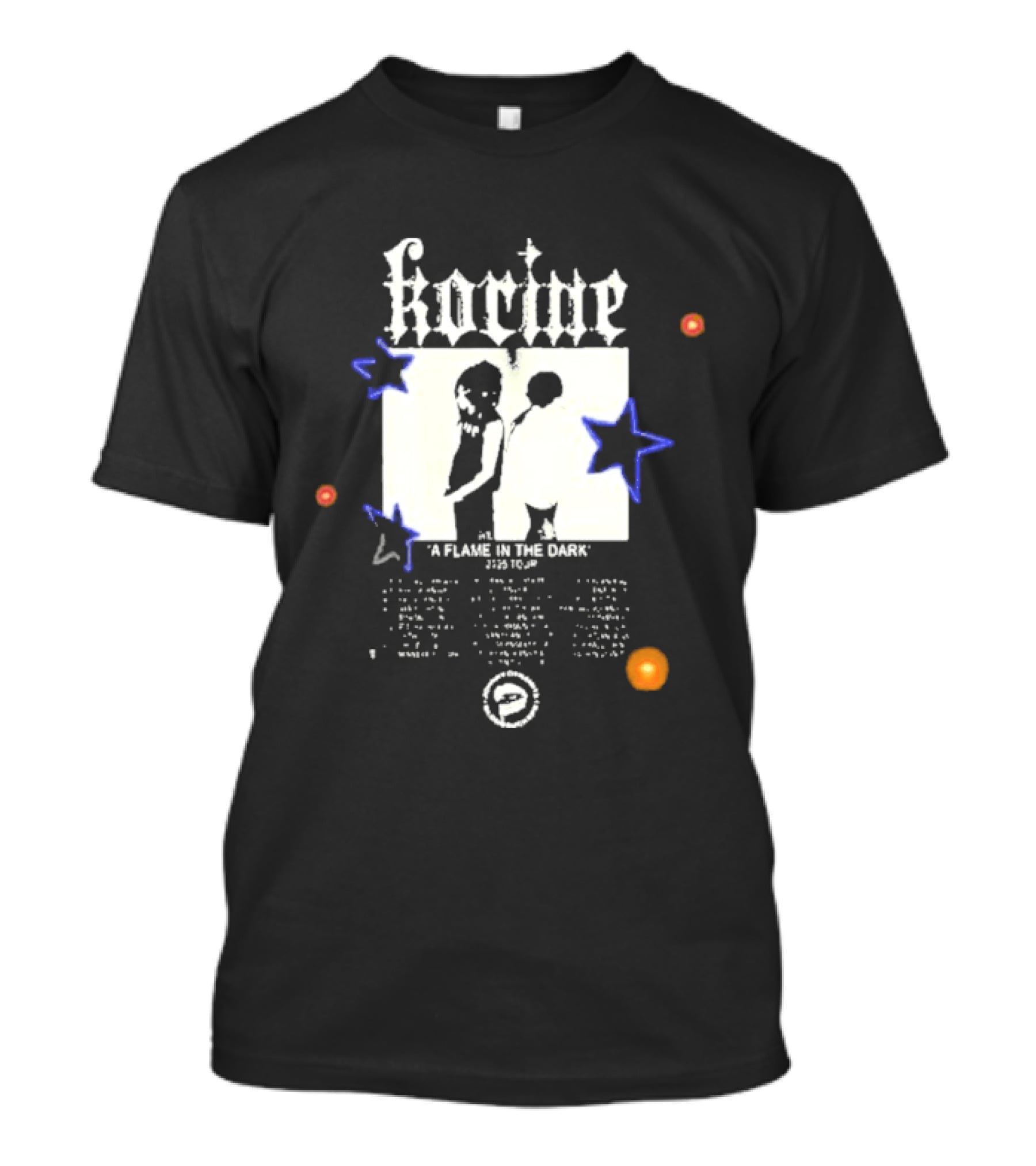 Korine A Flame In The Dark 2025 Tour Dates Two Figures Stars T-Shirt