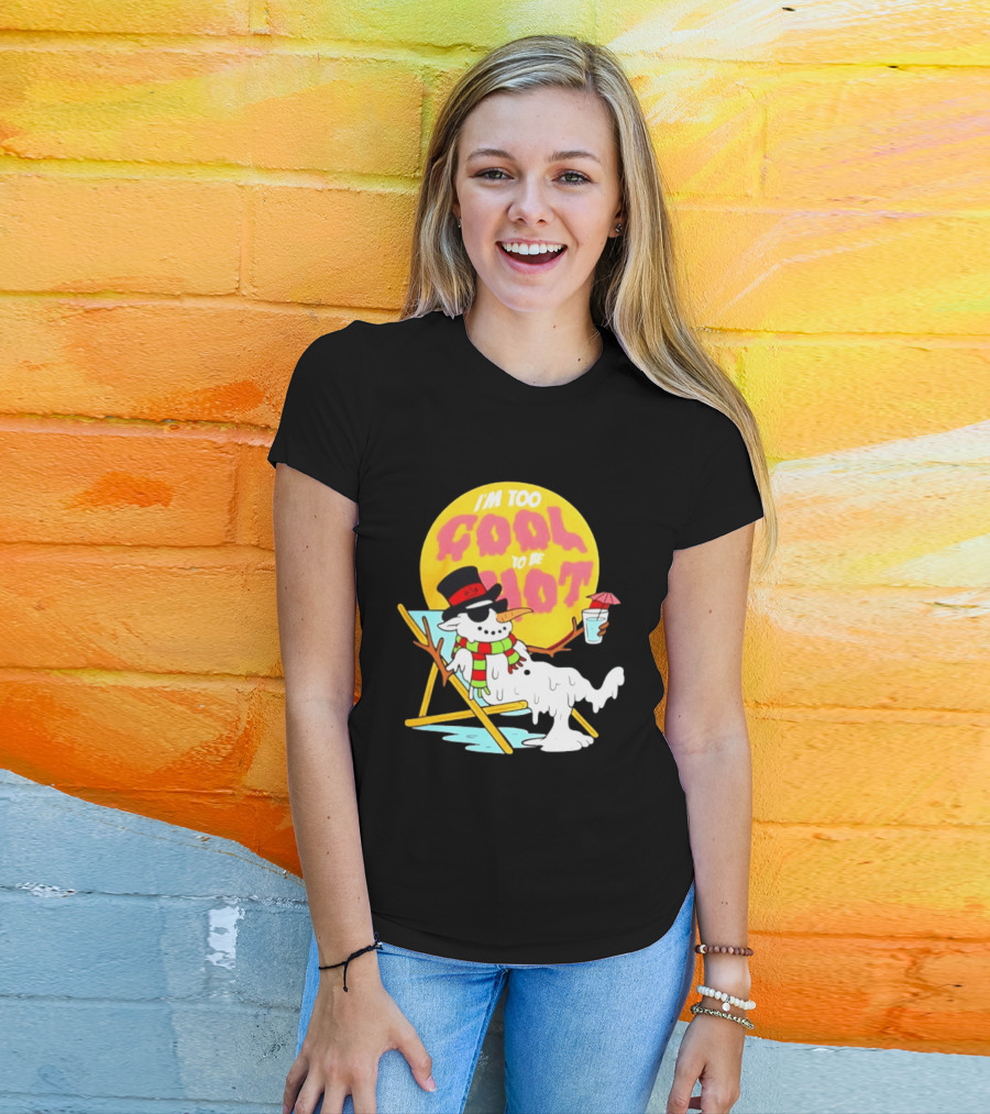 I'm Too Cool To Be Hot Goat USA Snowman T-Shirt