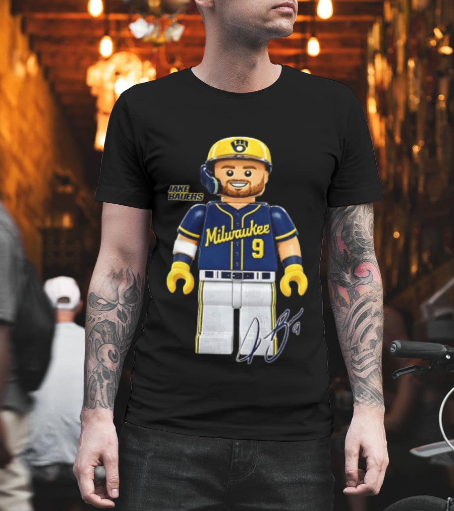 Milwaukee Brewers Jake Bauers Minifigure 9 T-Shirt