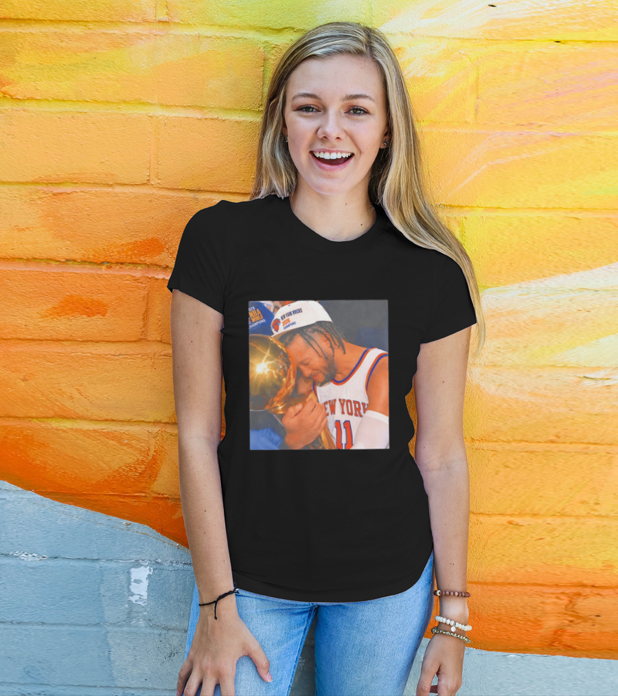 New York Knicks Jalen Brunson 2026 NBA Champions Trophy Moment T-Shirt