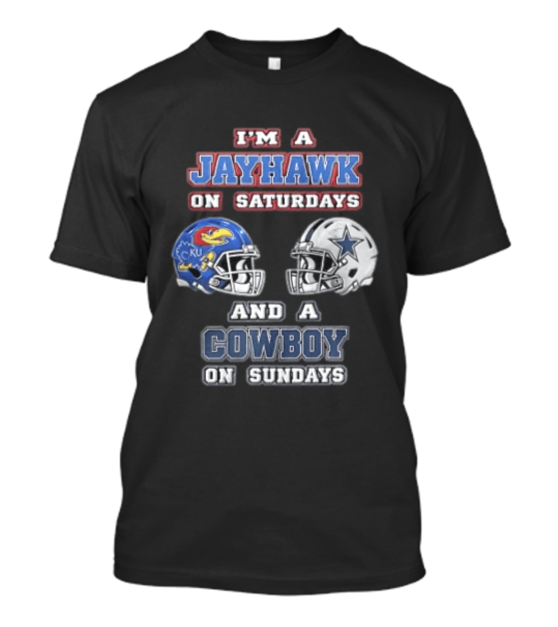 Kansas Jayhawks Saturdays Dallas Cowboys Sundays Football Helmets T-Shirt