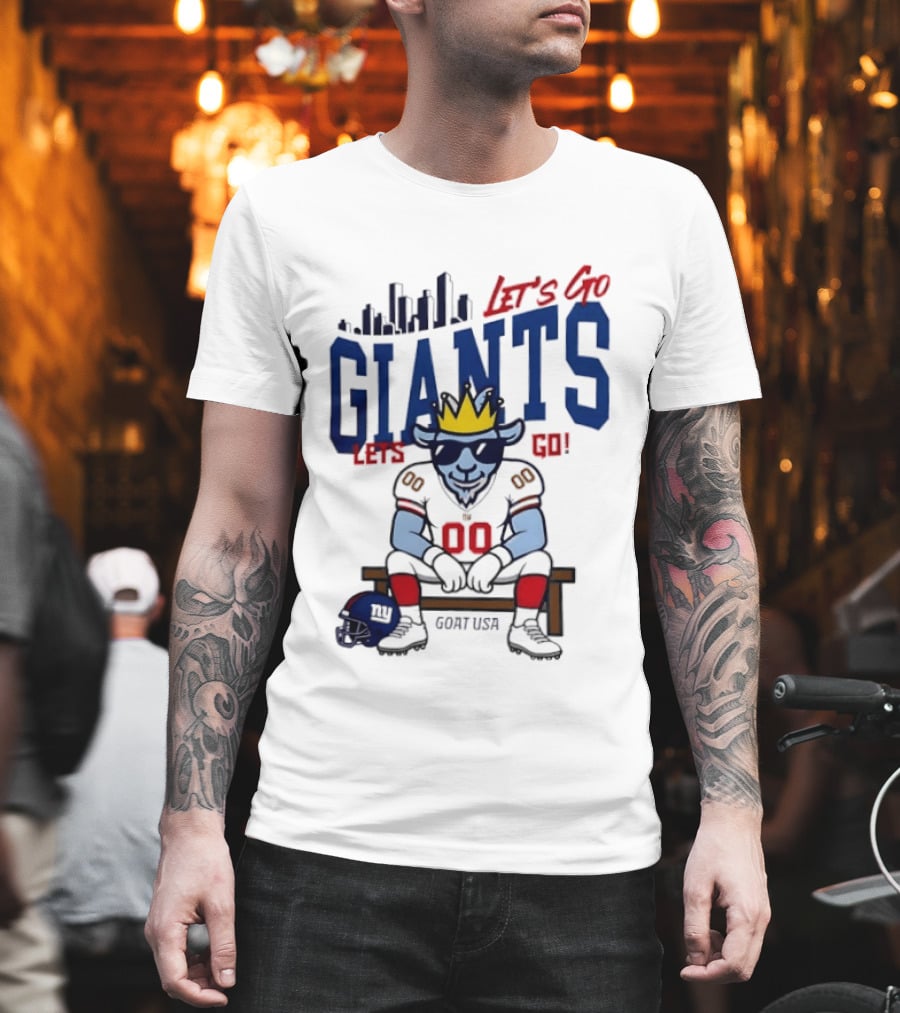Goat USA Let's Go Giants New York Let's Go Skyline Football Player T-Shirt