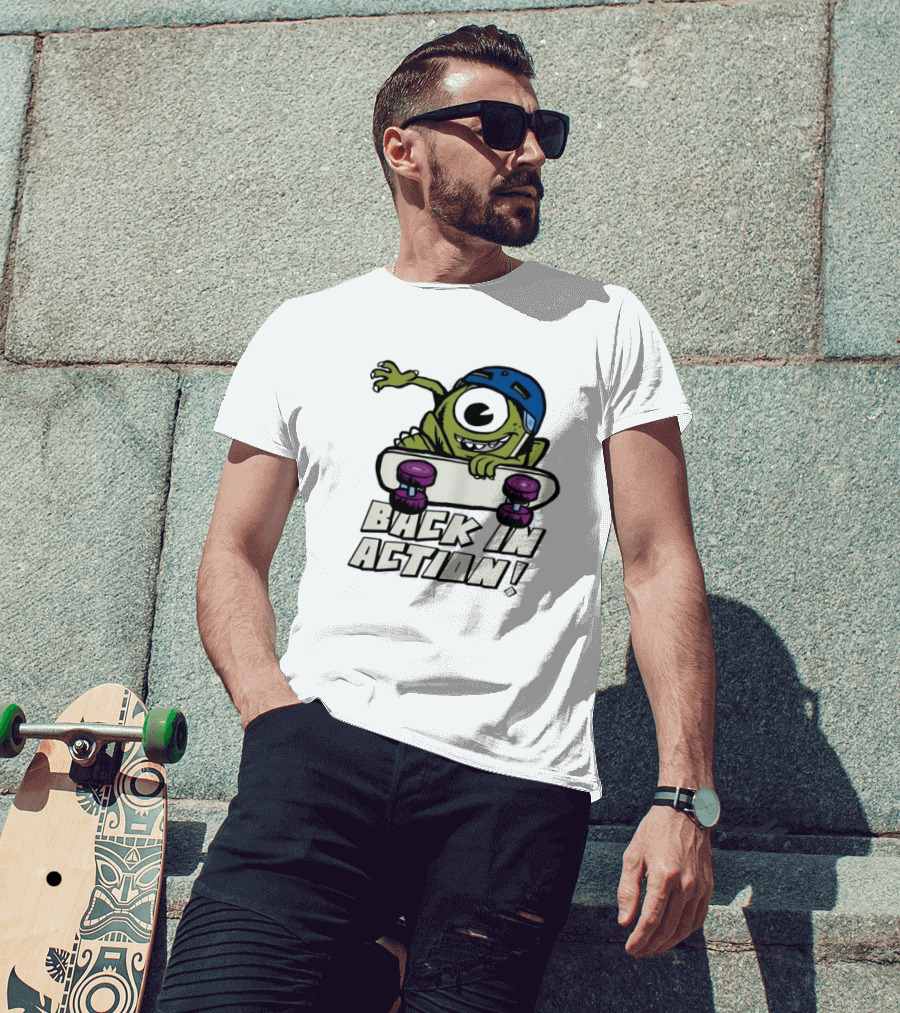 Mike Wazowski Back In Action Skateboard Helmet T-Shirt