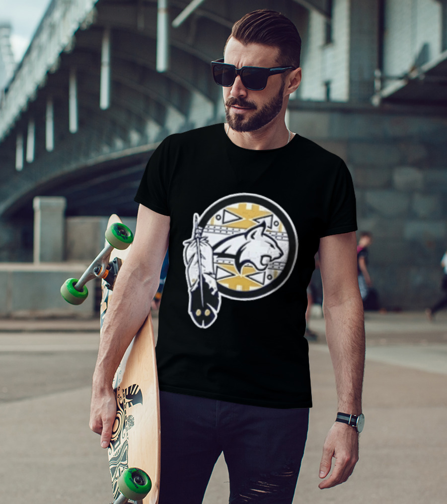 Bobcat Head Feather Native American Inspired Circular T-Shirt