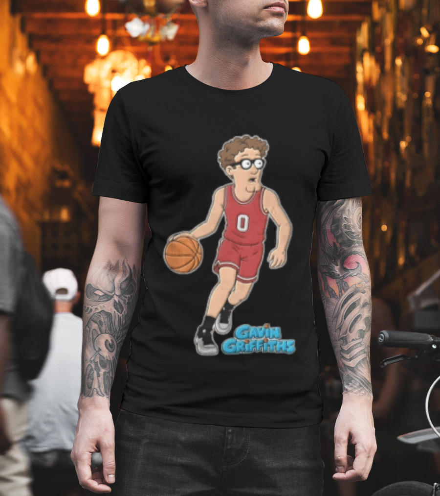 Gavin Griffiths Basketball Cartoon Character With Glasses T-Shirt