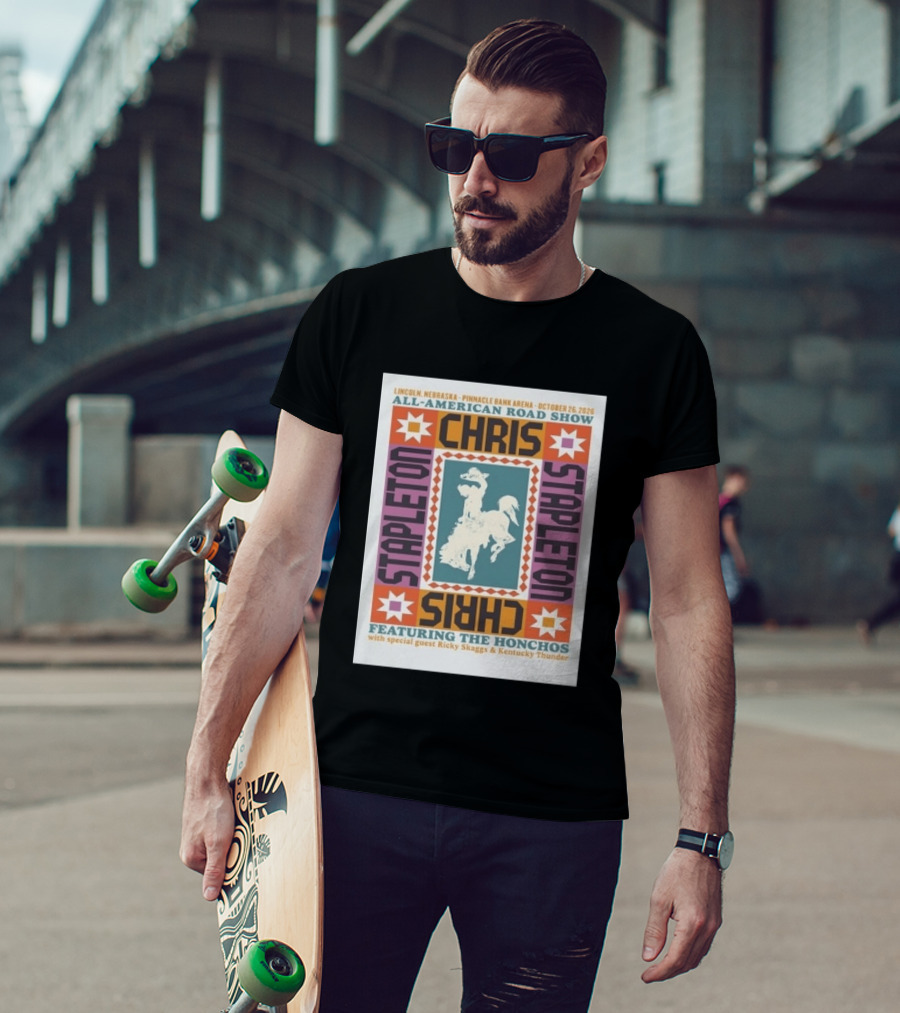 Chris Stapleton All American Road Show Lincoln Nebraska Pinnacle Bank Arena Featuring The Honchos With Ricky Skaggs October 26 2026 T-Shirt