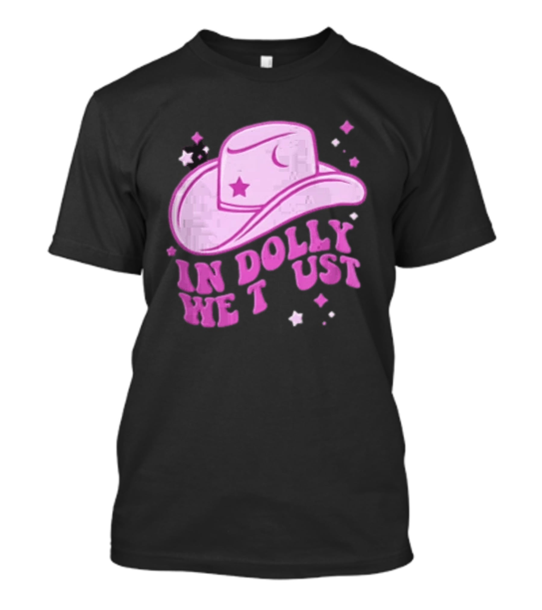 Dolly In Dolly We Trust Pink Cowboy Hat Star Moon T-Shirt