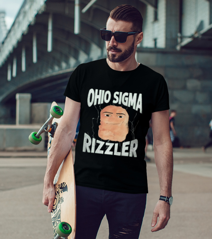 Ohio Sigma Rizzler Meme Lightning Face T-Shirt