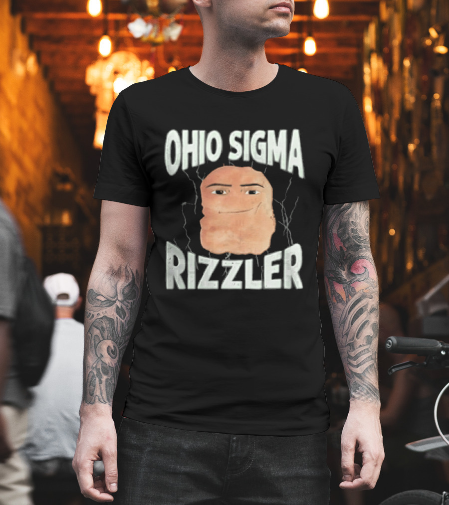 Ohio Sigma Rizzler Meme Lightning Face T-Shirt