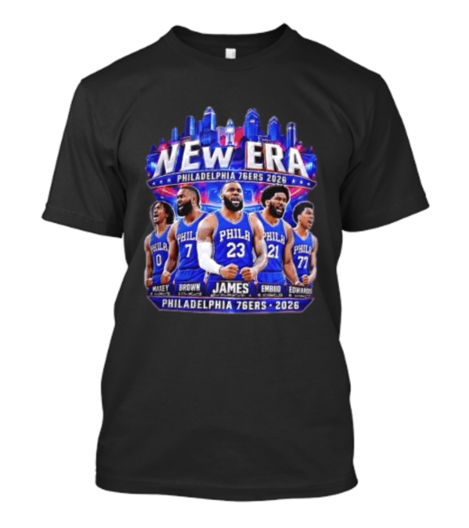 Philadelphia 76ers New Era Maxey Brown James Embiid Edwards 2026 T-Shirt
