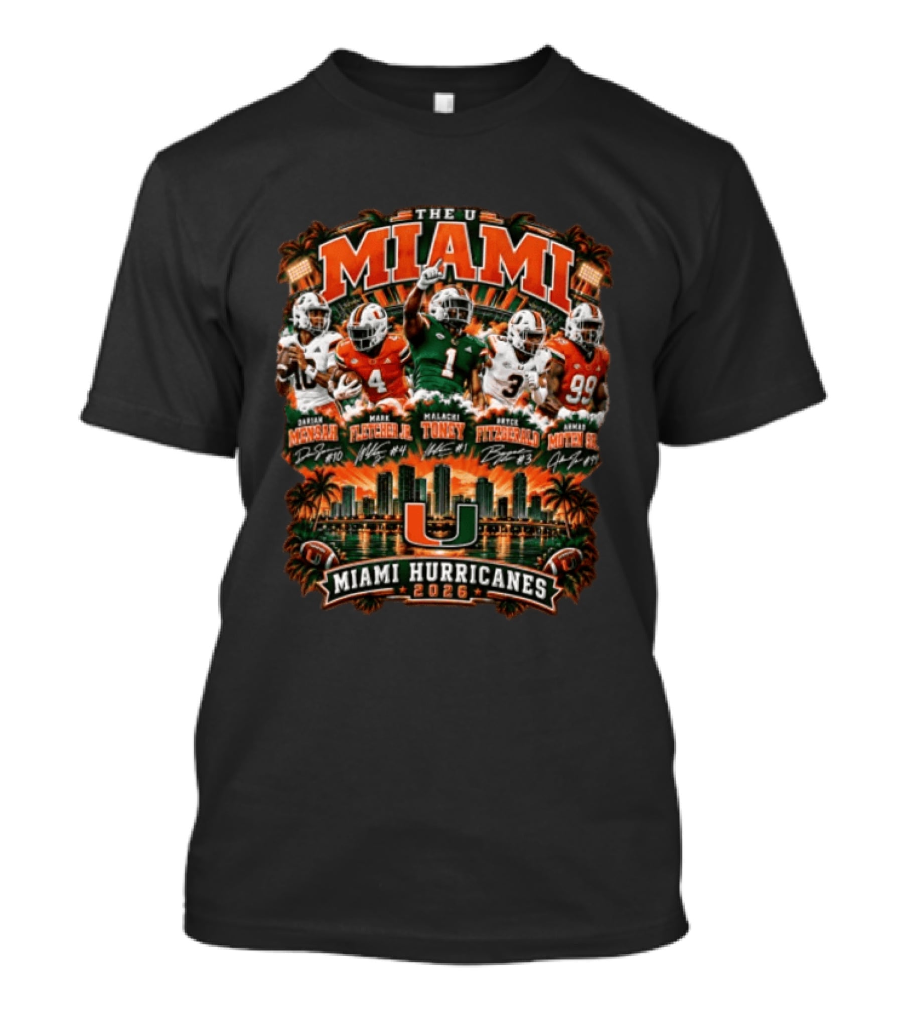 The U Miami Hurricanes 2026 Datril Morsh Mark Fletcher Jr Malachi Toney Rhyce Fitzgerald Armah Moneh Jr T-Shirt