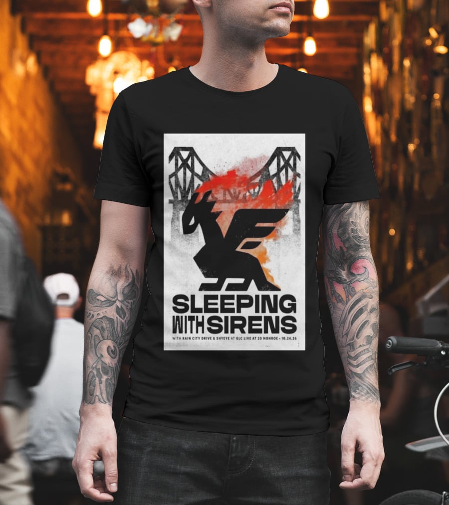 Sleeping With Sirens Rain City Drive Shyeye GLC Live 20 Monroe Grand Rapids MI Oct 24 2026 Concert T-Shirt